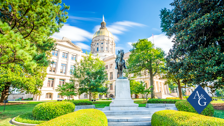 Georgia building with statue