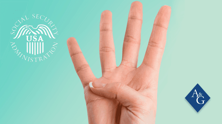 Woman's hand showing number 4